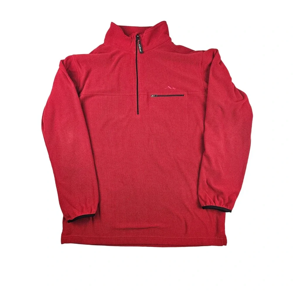 LL Bean Sweater Mens Large‎ Tall Red 1/4 Zip Pullover Gorpcore Hiking Outdoors